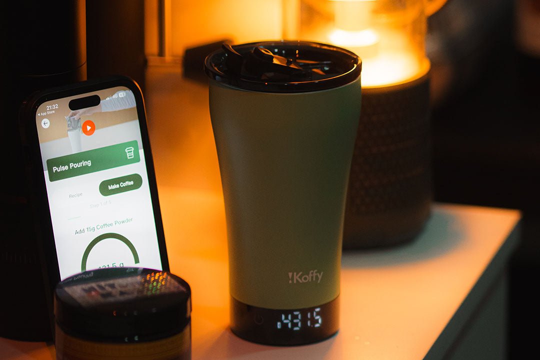 GoBrew smart coffee brewer with built-in scale for accurate pour over brewing.