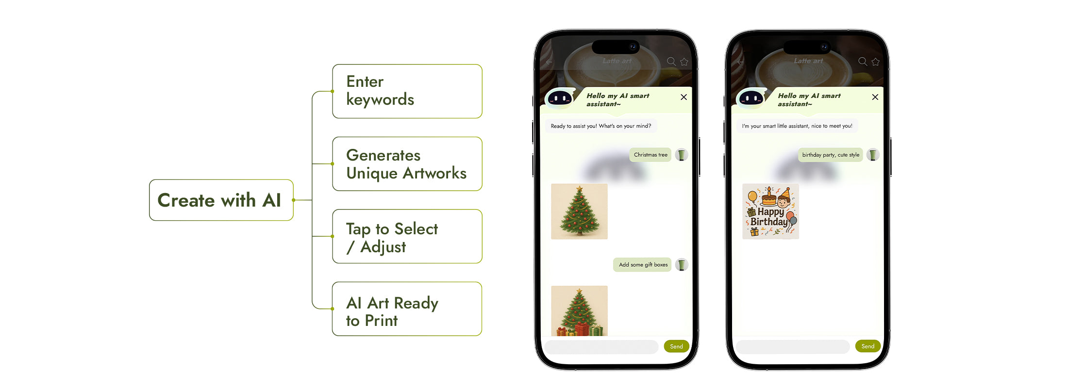 iKoffy App with AI design generator for food printing – control your EdiBot food printer with smart wireless features.