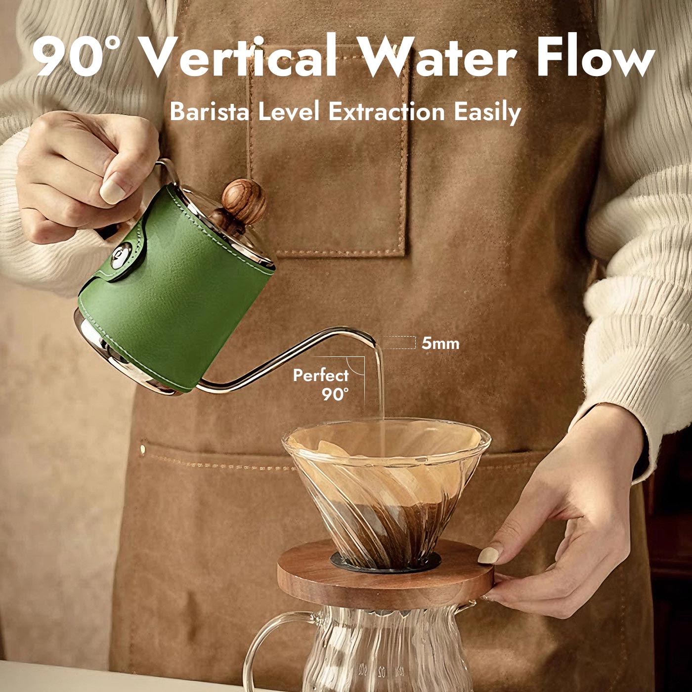 iKoffy pour over kettle kettle with ergonomic design and gooseneck spout for barista-quality brewing