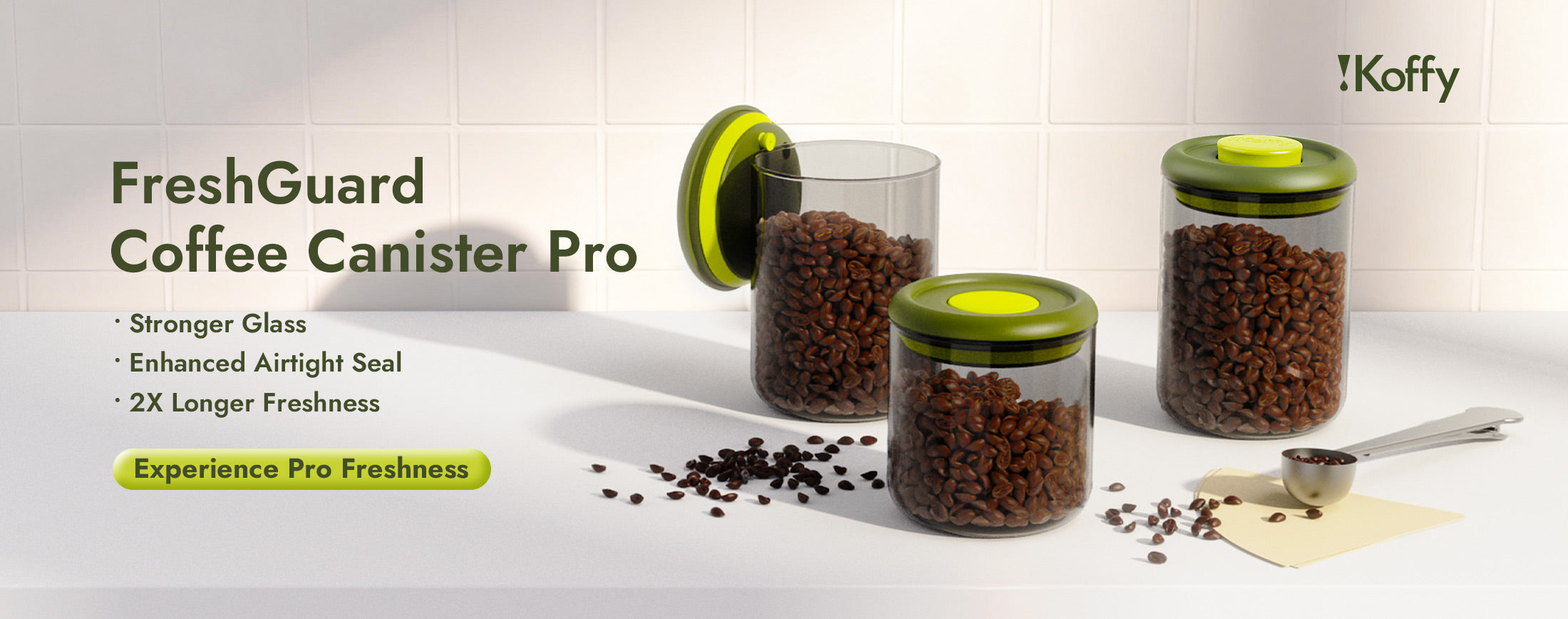 iKoffy FreshGuard Coffee Canister Pro — Advanced one-way air valve and airtight seal for maximum freshness.