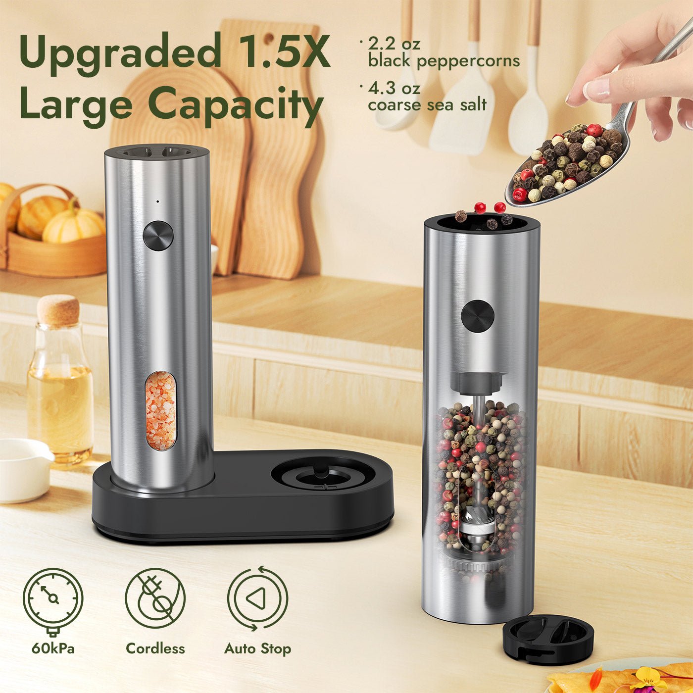 Electric Salt and Pepper Grinder Set