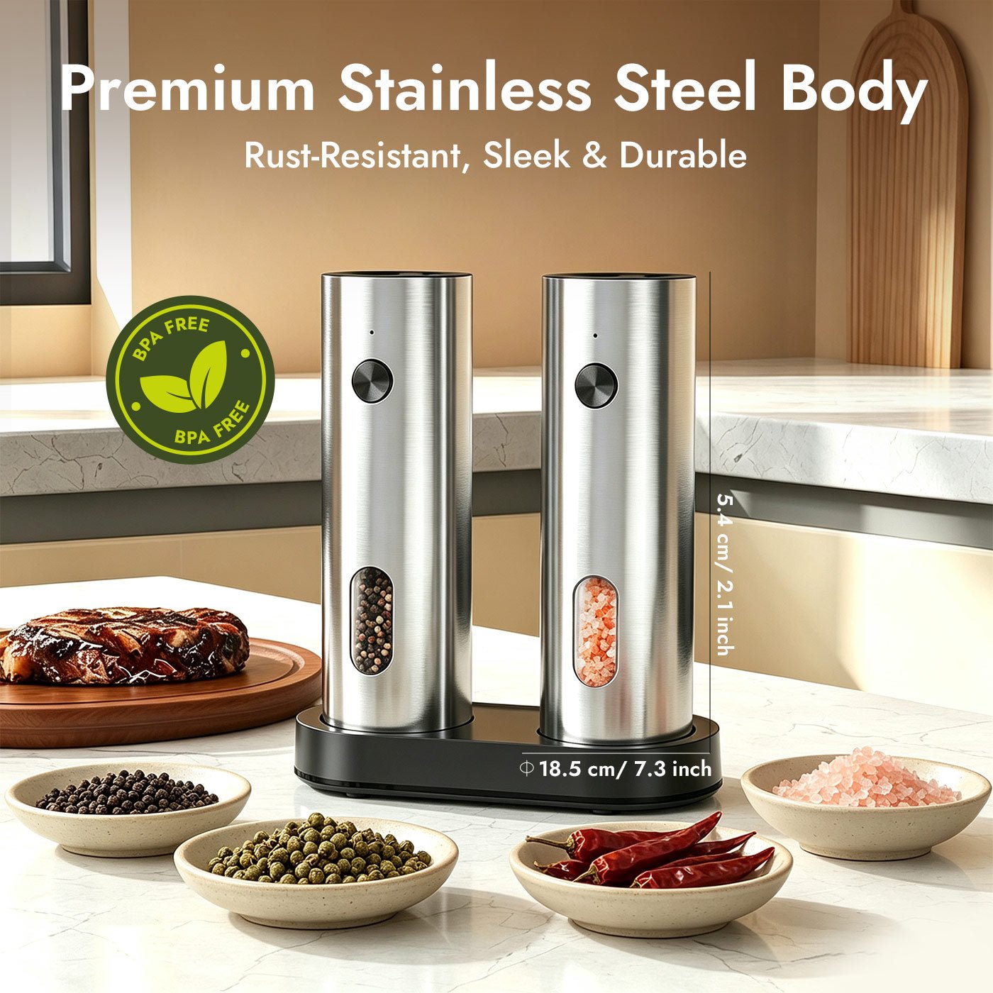 Electric Salt and Pepper Grinder Set
