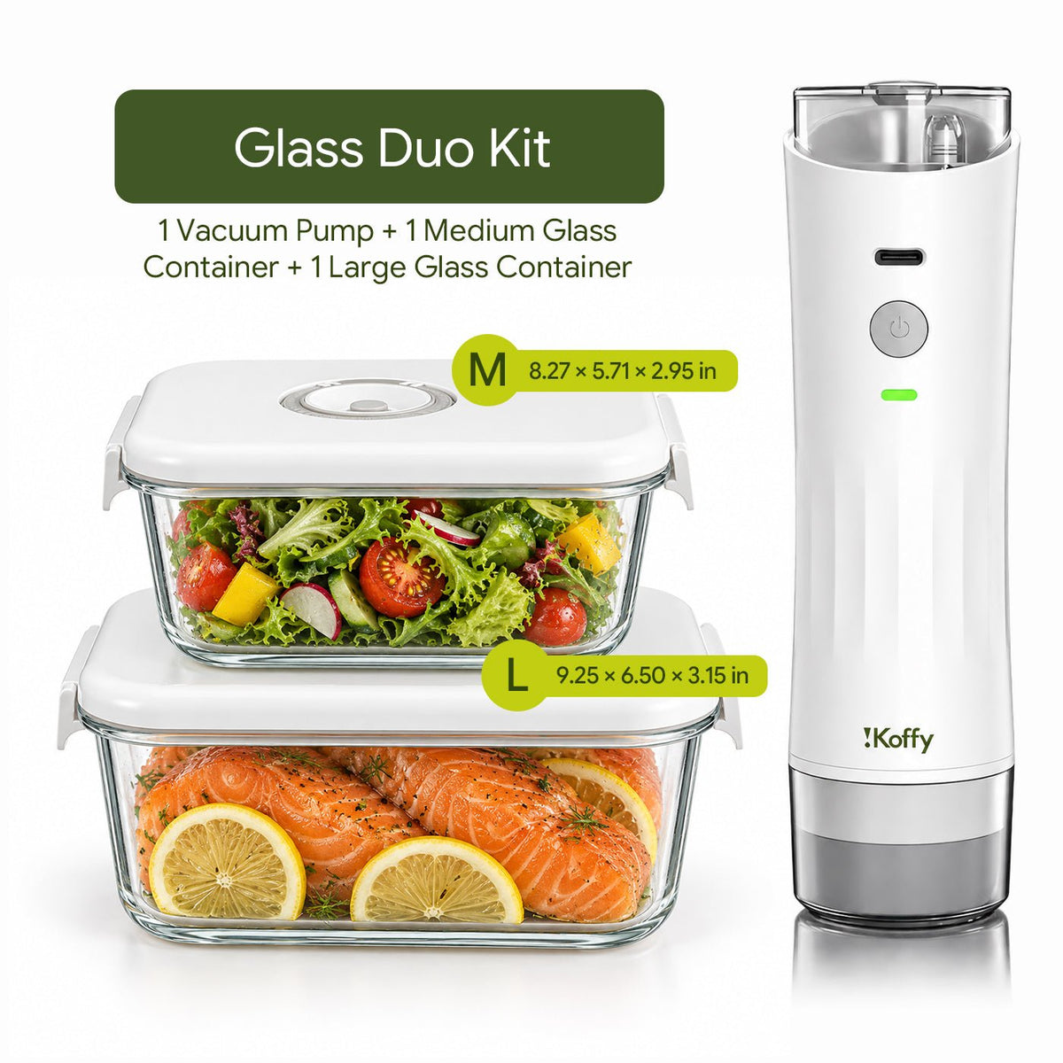 iKoffy HydroSeal Glass Vacuum Container Kits