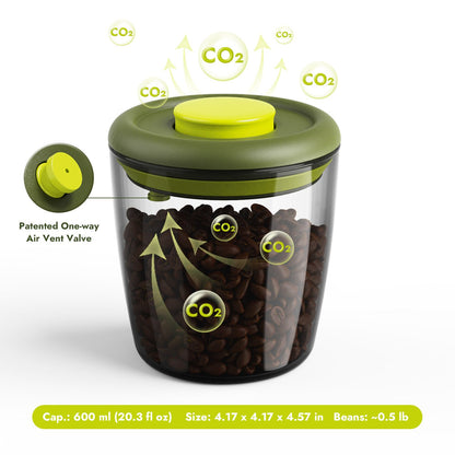 iKoffy FreshGuard Coffee Canister 600ml - Ideal for everyday coffee or tea storage, offering the perfect balance between size and capacity.