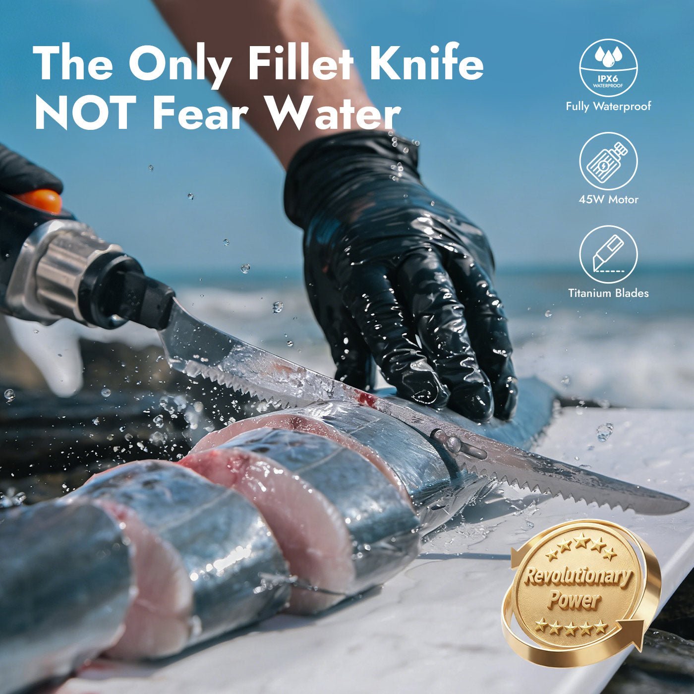 iKoffy SliceMaster Electric Fillet Knife – Waterproof 45W Cordless Power