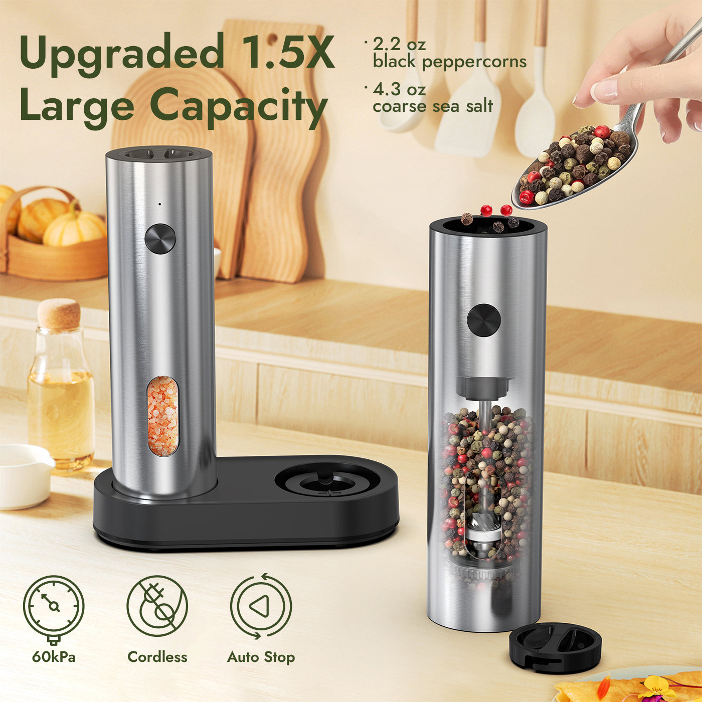 Electric Salt and Pepper Grinder Set