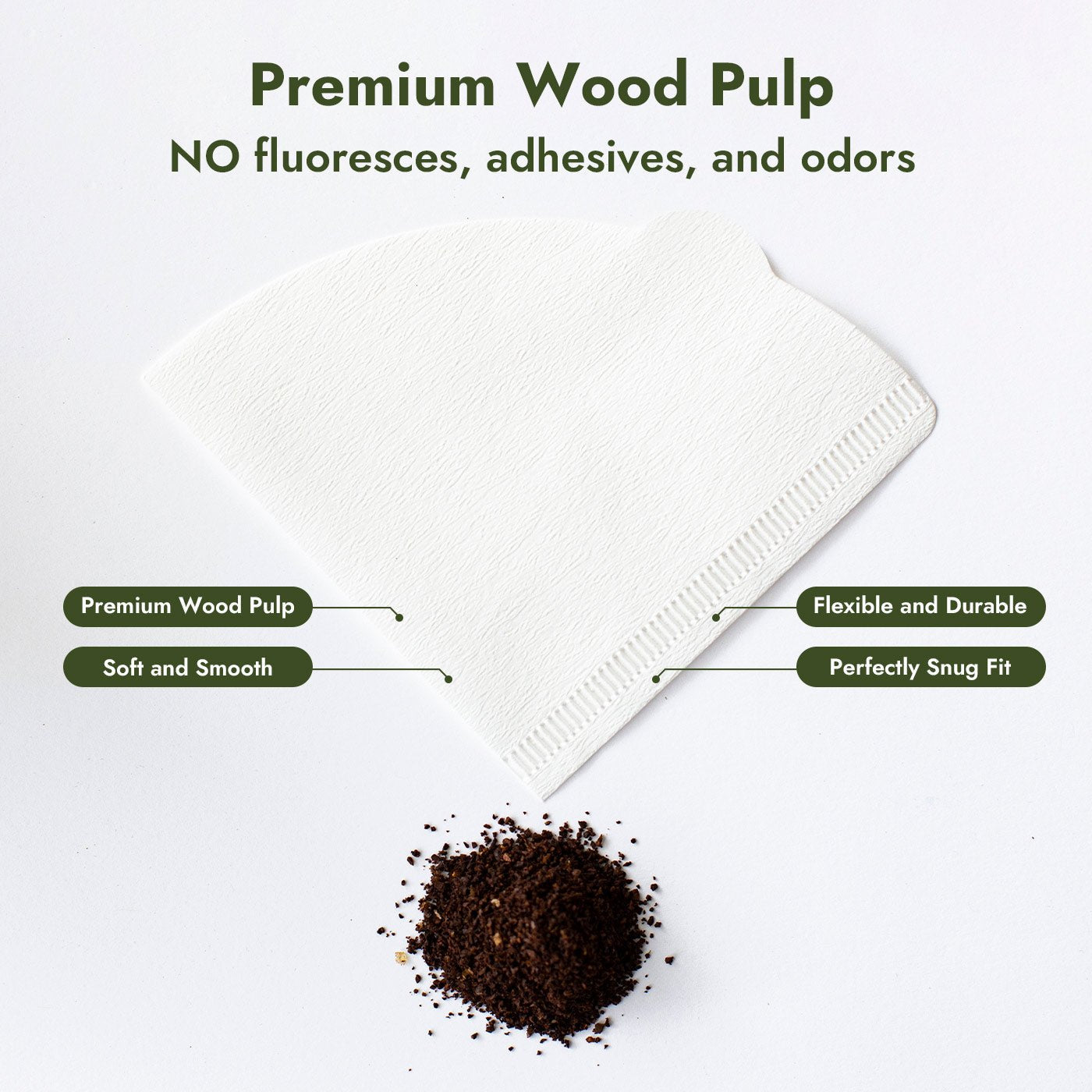 iKoffy premium coffee filters, free from odors and harmful chemicals, ensuring safe and clean coffee brewing