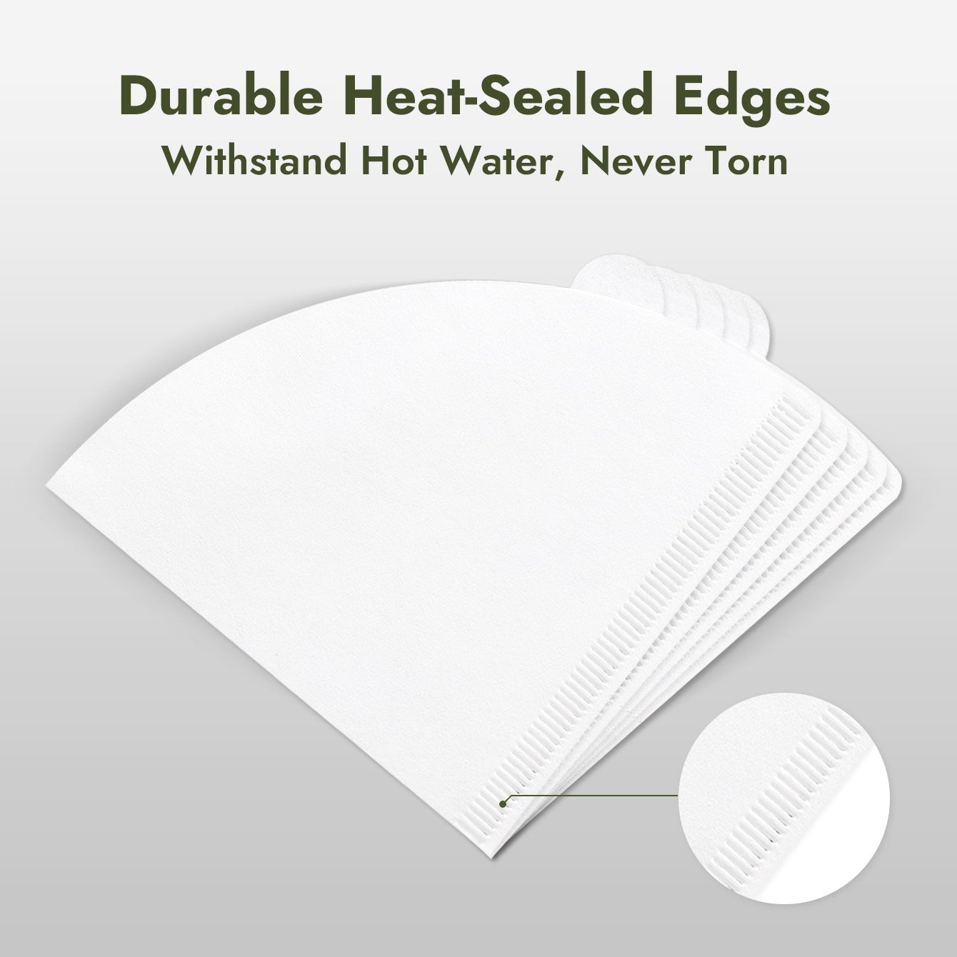 iKoffy durable paper coffee filters, heat-sealed for strength and perfect for hot water brewing