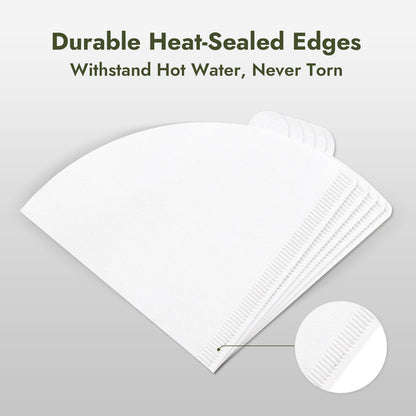 iKoffy durable paper coffee filters, heat-sealed for strength and perfect for hot water brewing