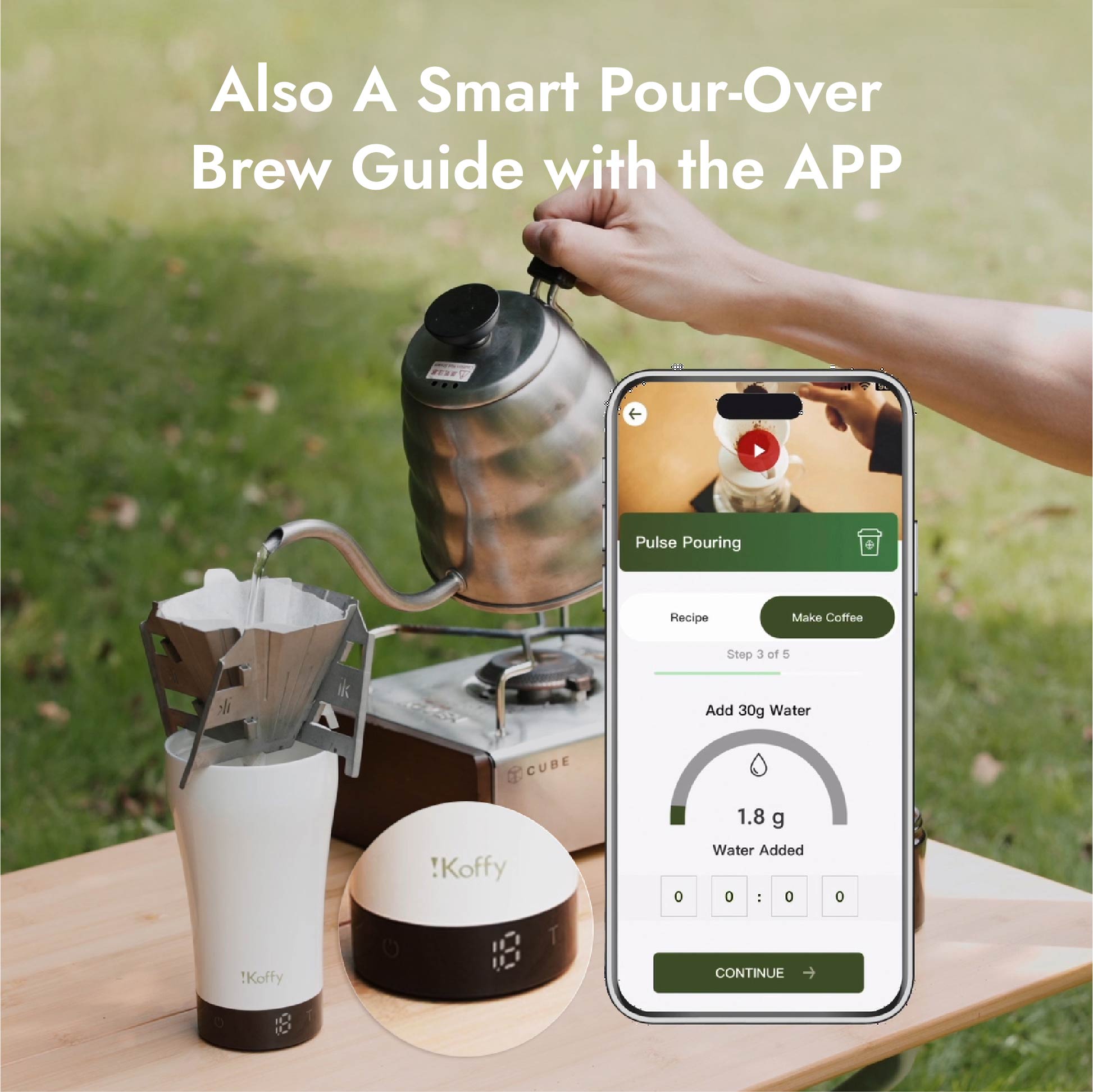 GoBrew portable smart coffee brewing cup with built-in scale for precision brewing.