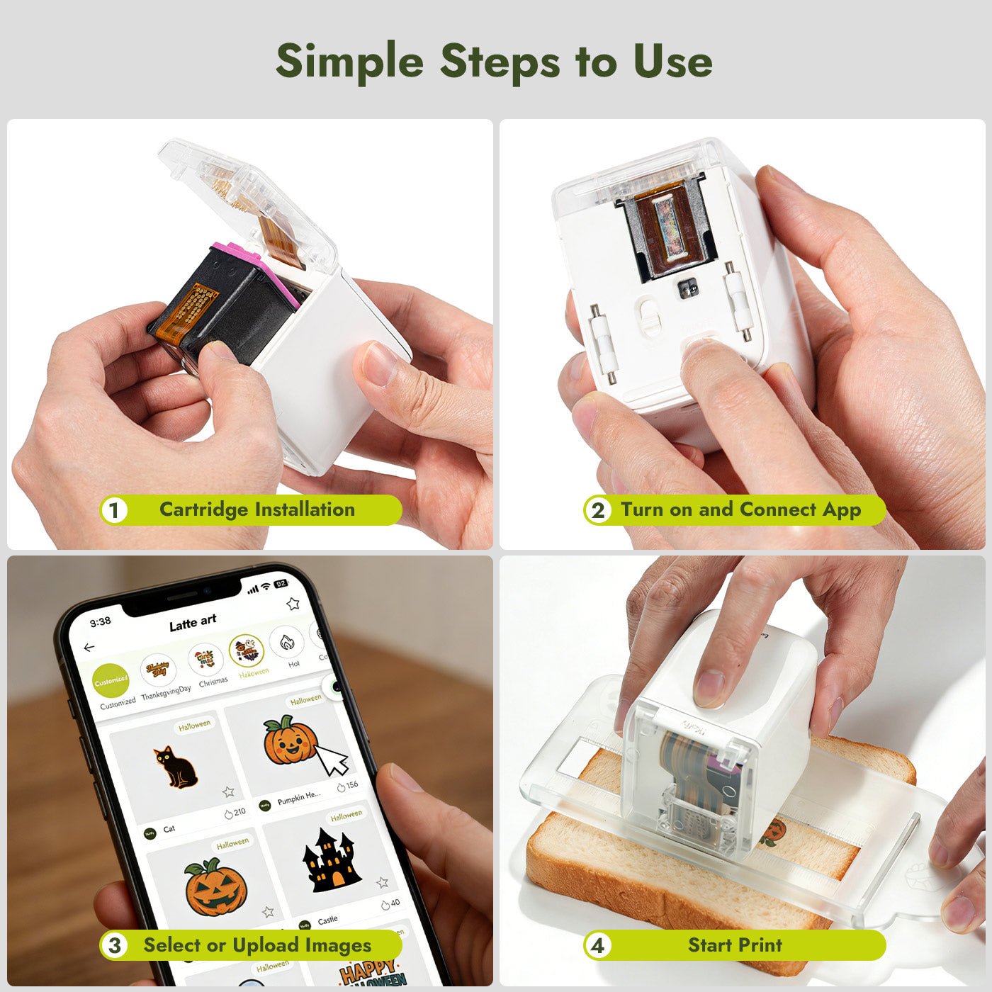 How to use EdiLite portable food printer with simple steps from cartridge installation to printing