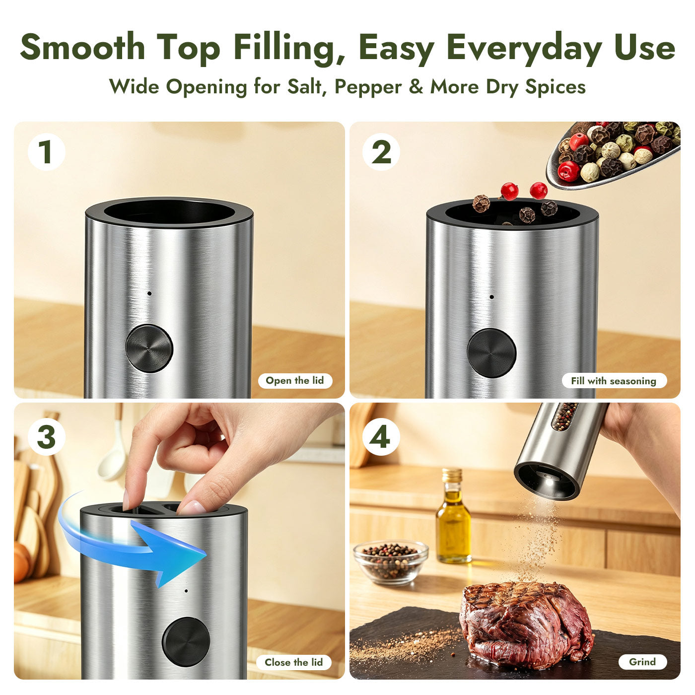 Electric Salt and Pepper Grinder Set