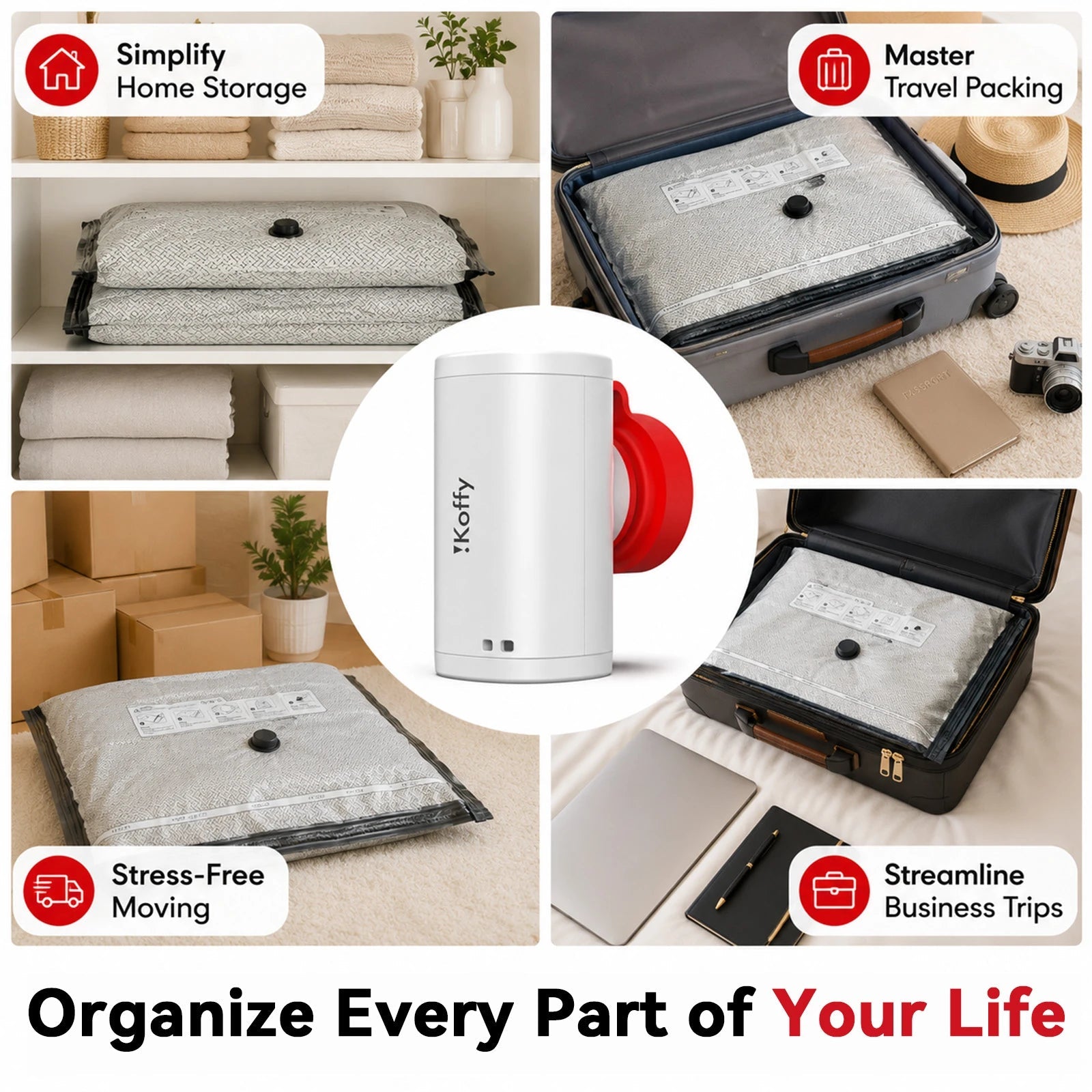 Ikoffy VacGo Travel Vacuum Storage Bag Kit