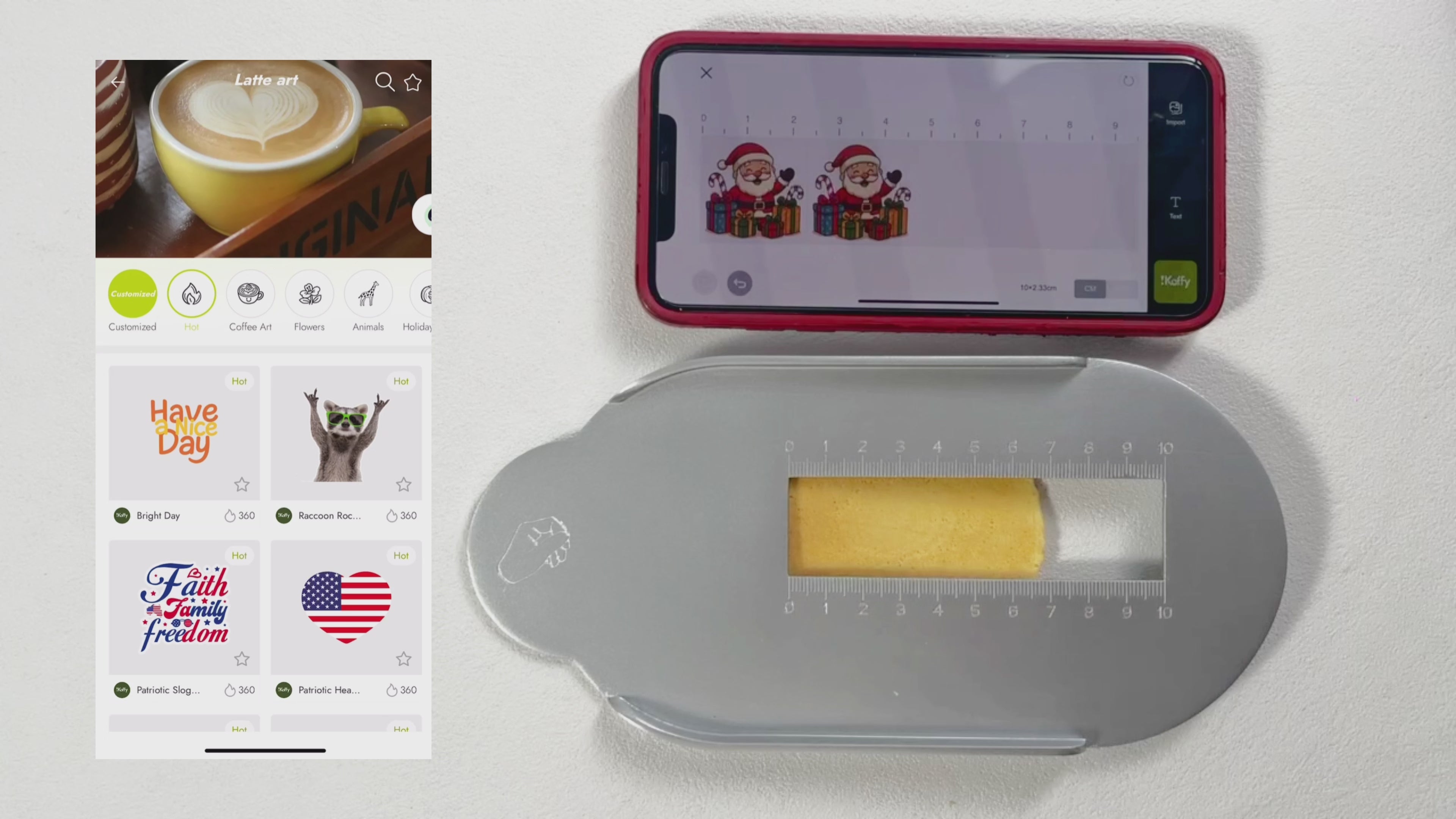 Load video: Demonstration of iKoffy EdiBot printing an AI-generated edible design – from image creation to final print on food.